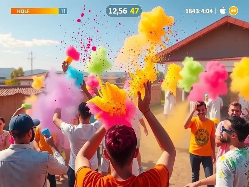Holi Color Bonanza community event with players celebrating